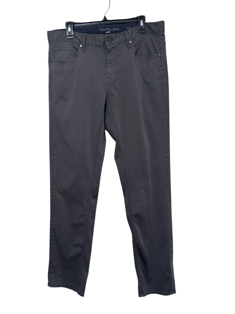 Calvin Klein Jeans Men’s Slim Straight Gray Stretch Denim Pants W34 L32